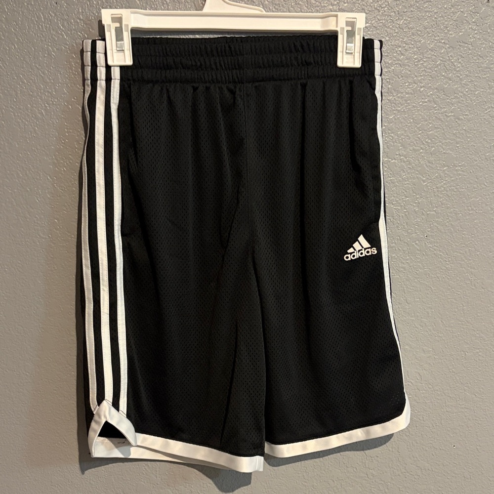 Adidas Black Shorts with White Stripes